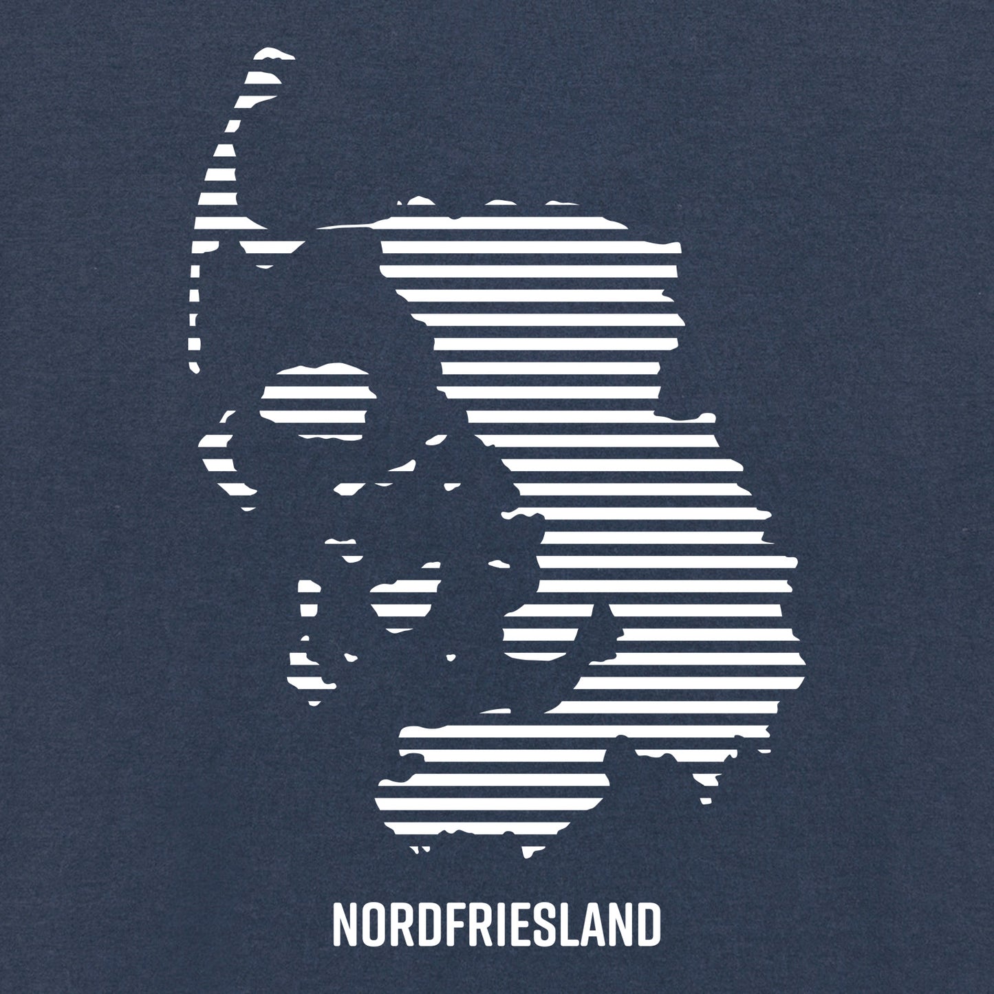 Detailansicht vom Nordfriesland Umriss in weißen Streifen.