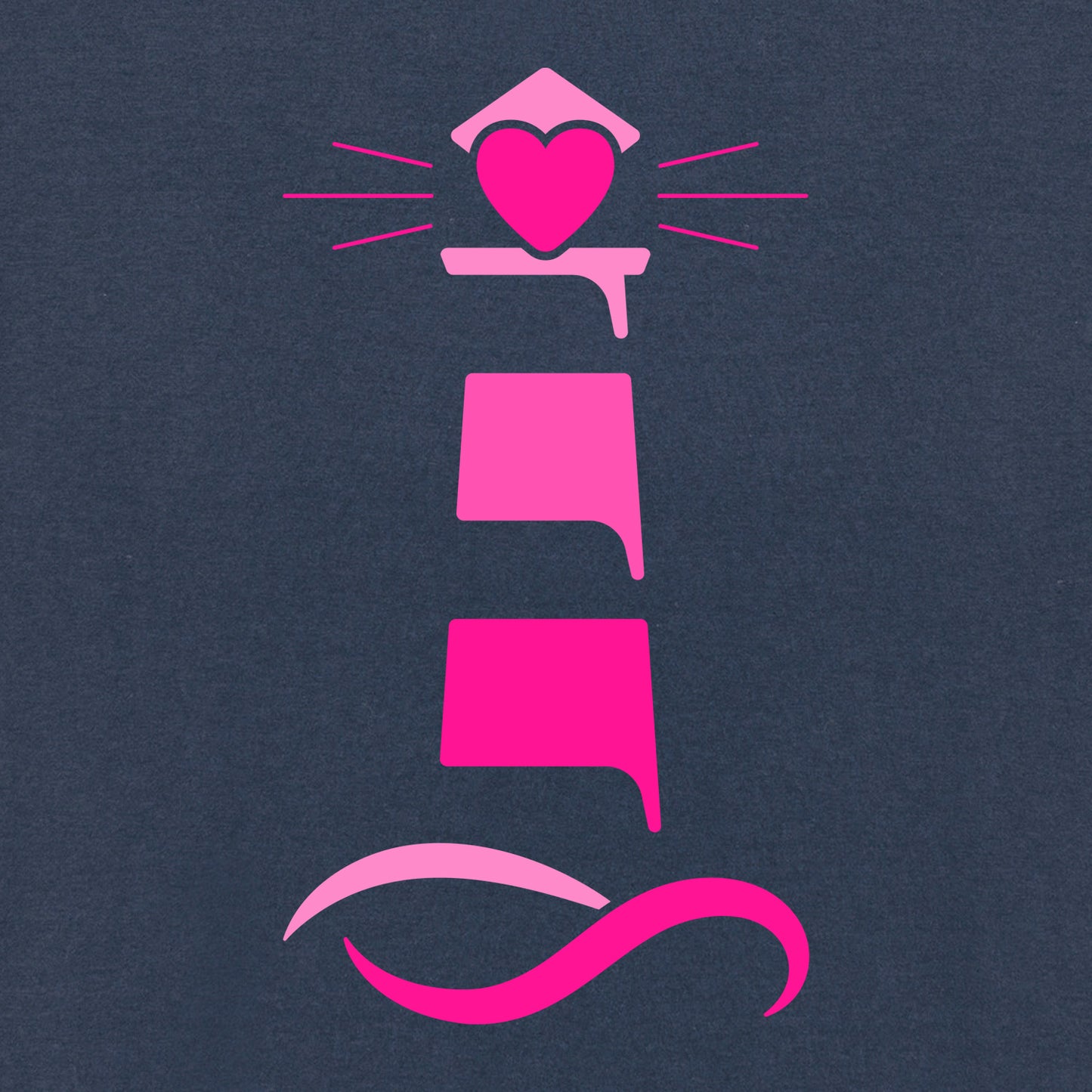 Detailansicht aus der Pinktober Kollektion mit Leuchtturm Motiv.