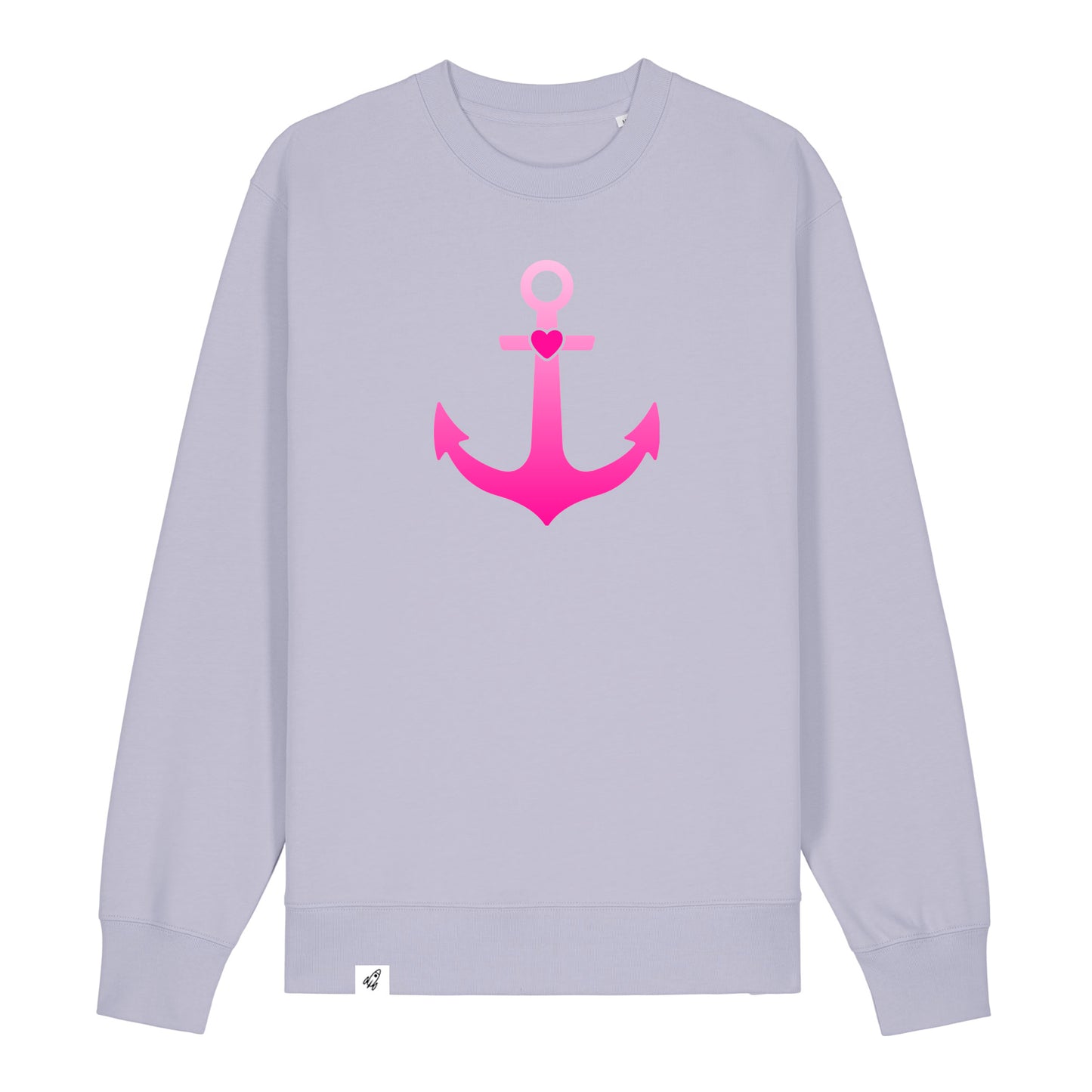 Violetter Unisex Sweater aus der Pinktober Kollektion mit Anker Motiv.