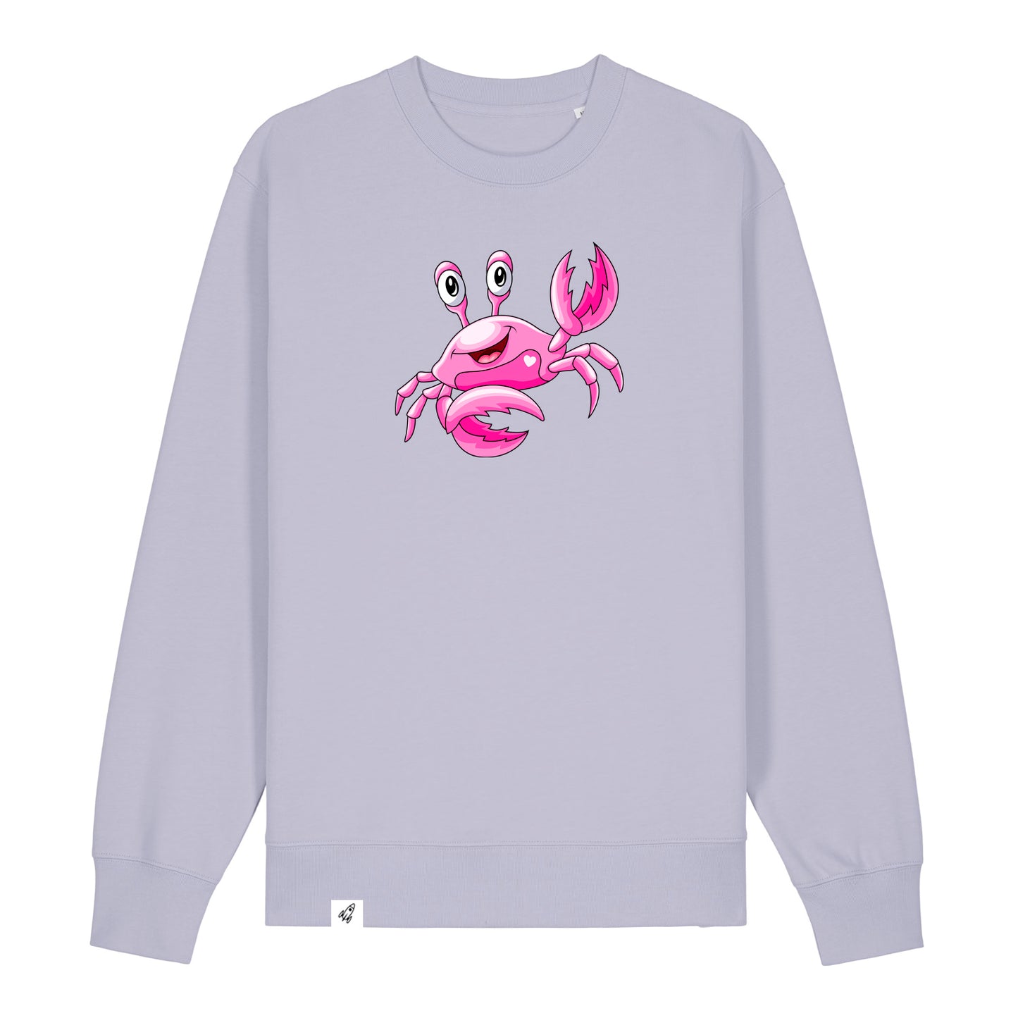 Violetter Unisex Sweater aus der Pinktober Kollektion mit Krebs Motiv.