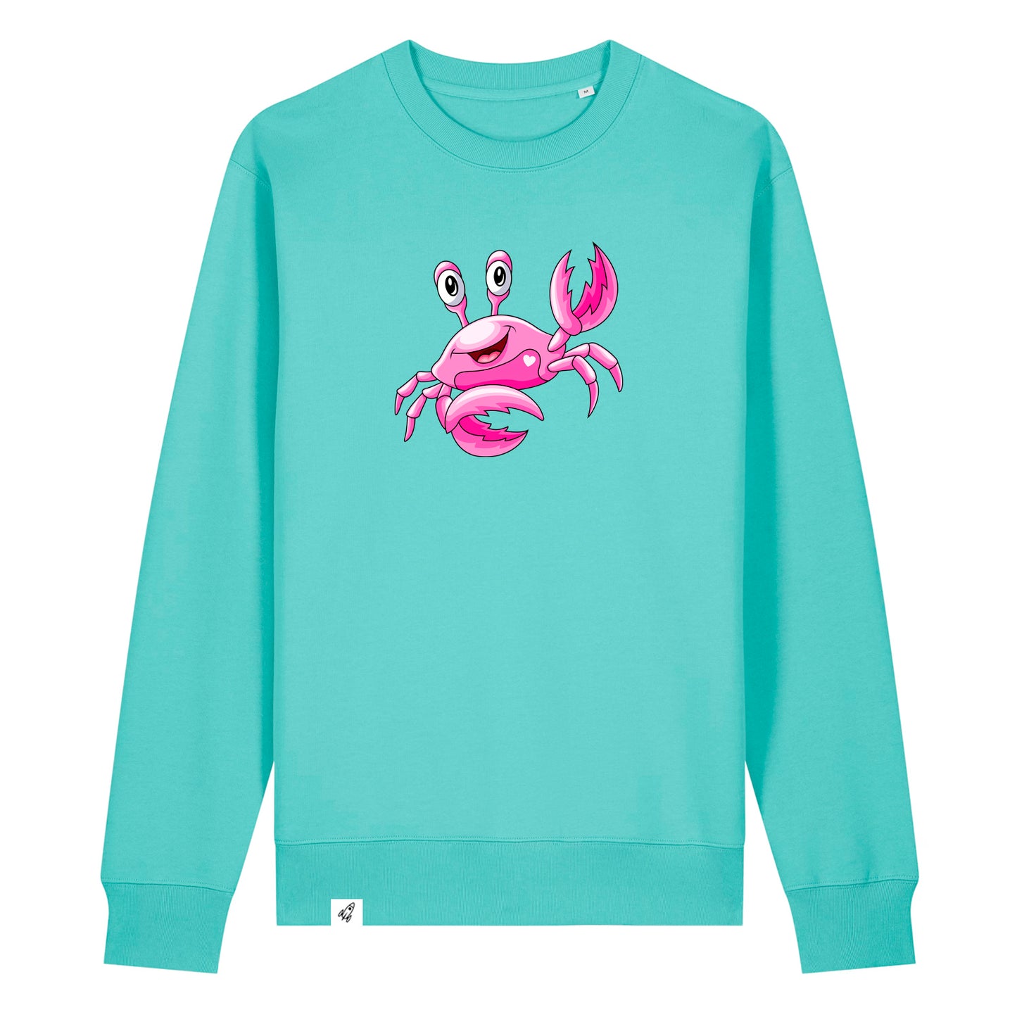 Hellblauer Unisex Sweater aus der Pinktober Kollektion mit Krebs Motiv.
