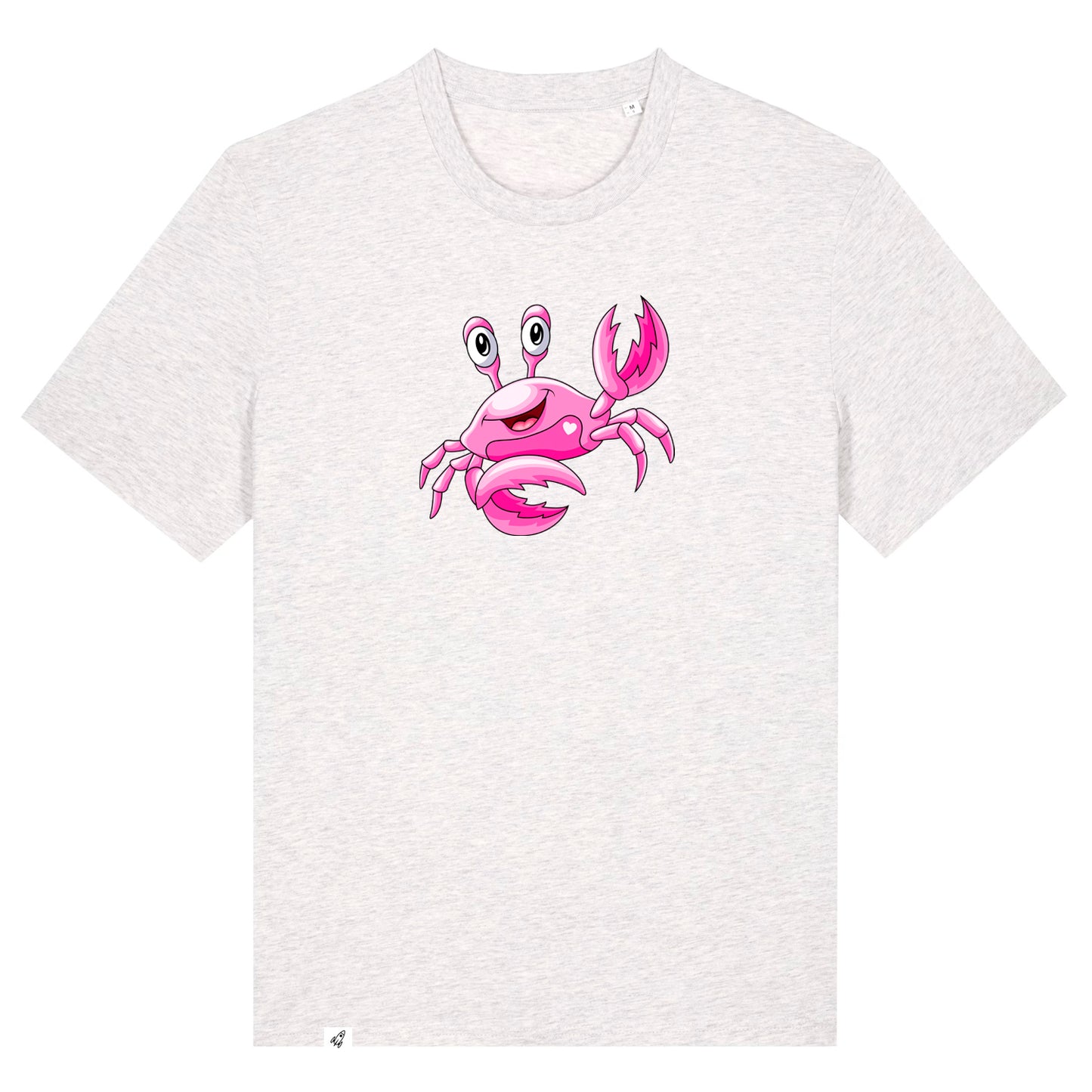 Hellgraues Unisex T-Shirt aus der Pinktober Kollektion mit Krebs Motiv.