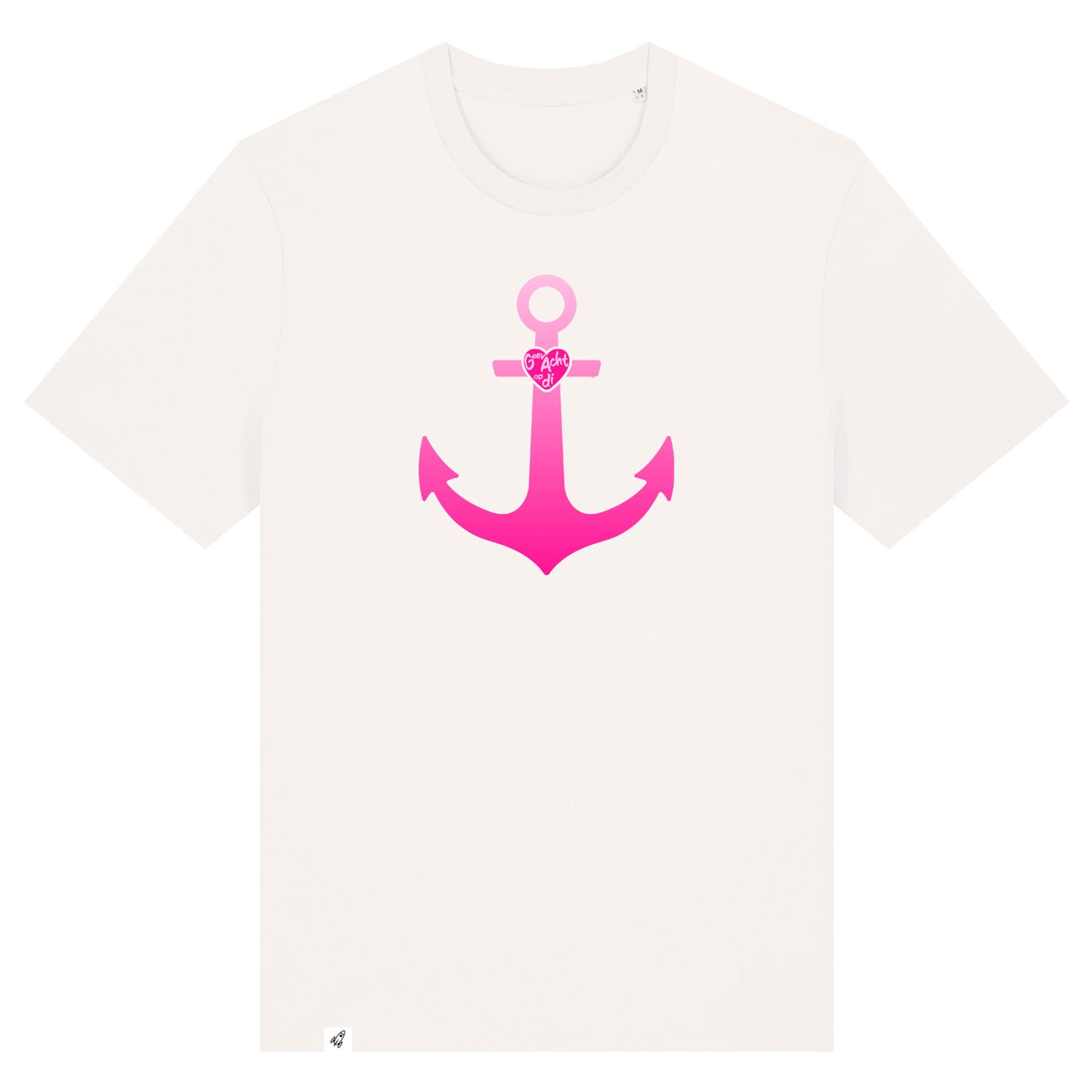 Altweißes Unisex T-Shirt aus der Pinktober Kollektion mit Anker Motiv.