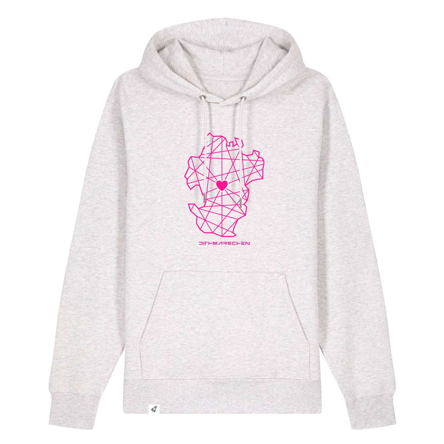 Hellgrauer Unisex Hoodie aus der Pinktober Kollektion mit Dithmarschen Motiv.