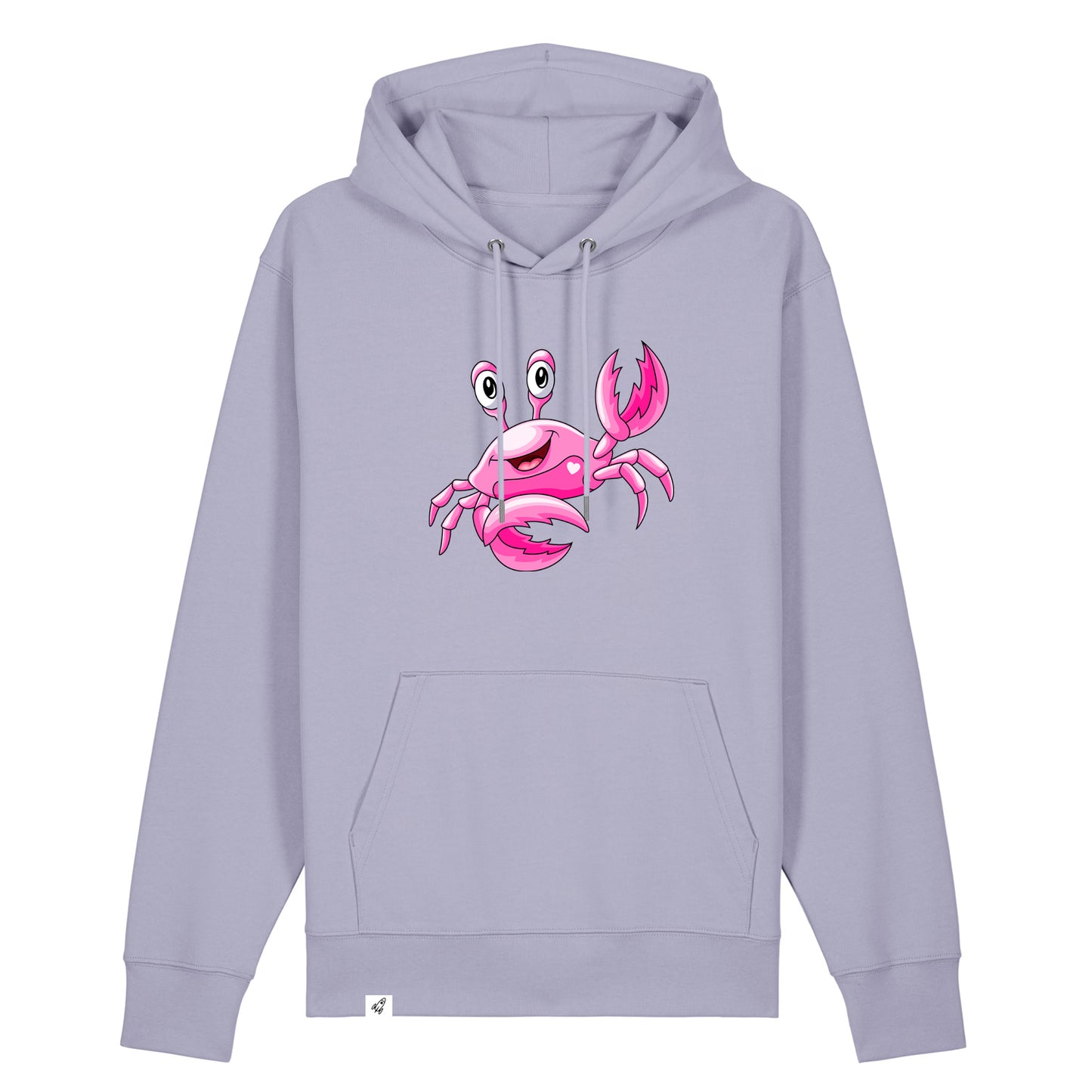 Violetter Unisex Hoodie aus der Pinktober Kollektion mit Krebs Motiv.