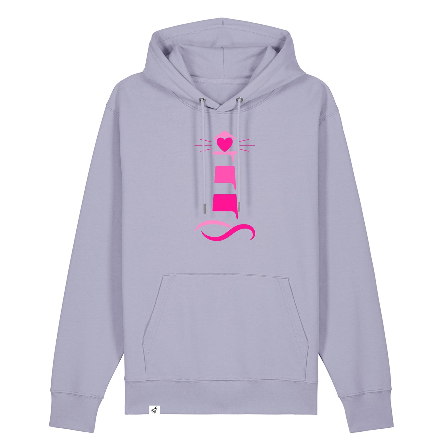 Violetter Unisex Hoodie aus der Pinktober Kollektion mit Leuchtturm Motiv.