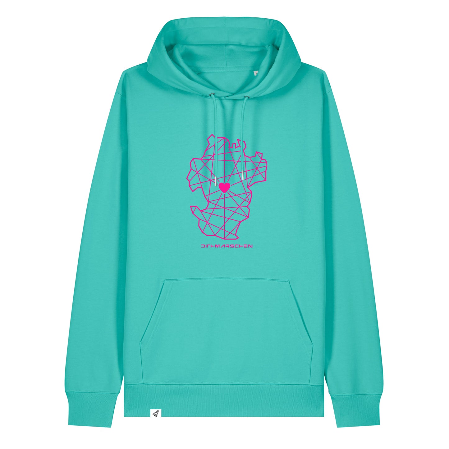 Hellblauer Unisex Hoodie aus der Pinktober Kollektion mit Dithmarschen Motiv.
