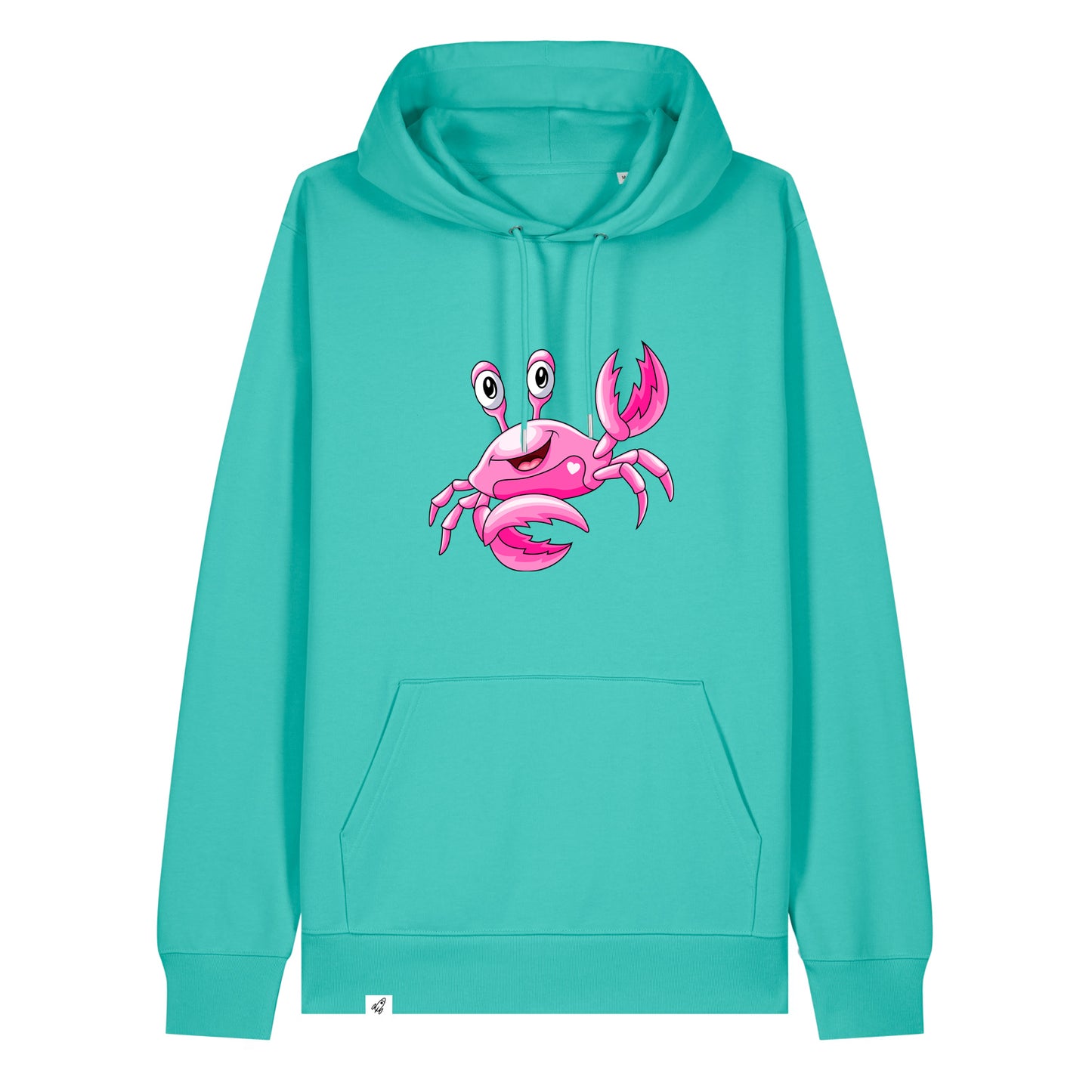 Hellblauer Unisex Hoodie aus der Pinktober Kollektion mit Krebs Motiv.