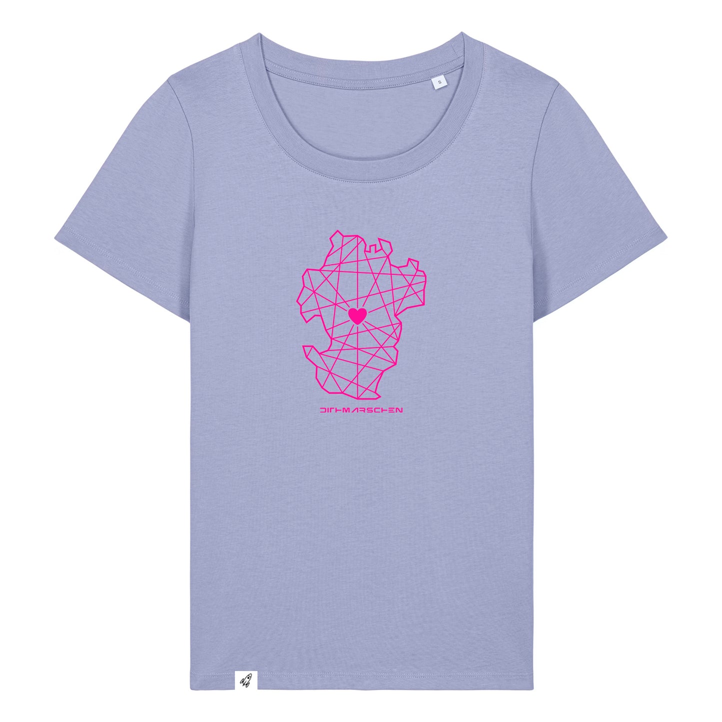 Violettes Damen T-Shirt aus der Pinktober Kollektion mit Dithmarschen Motiv.