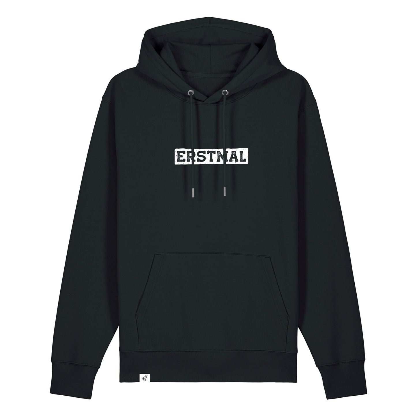 Schwarzer Hoodie mit dem Spruch Erstmal auf der Brust.