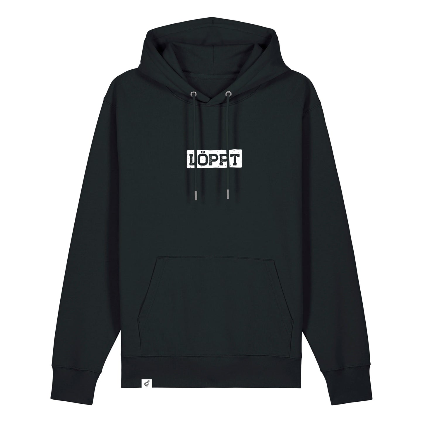 Schwarzer Hoodie mit dem Spruch Löppt auf der Brust.
