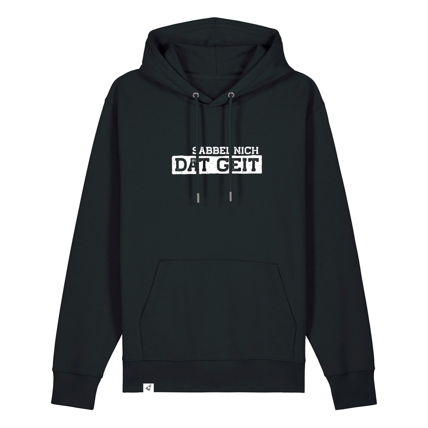 Hoodie in Schwarz mit dem Spruch Sabbel nich dat geit.