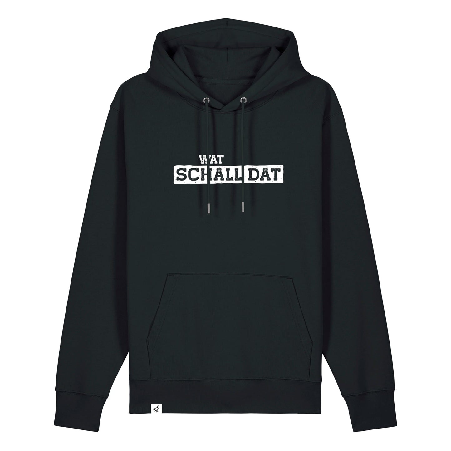 Hoodie in Schwarz mit dem Spruch Wat schall dat.