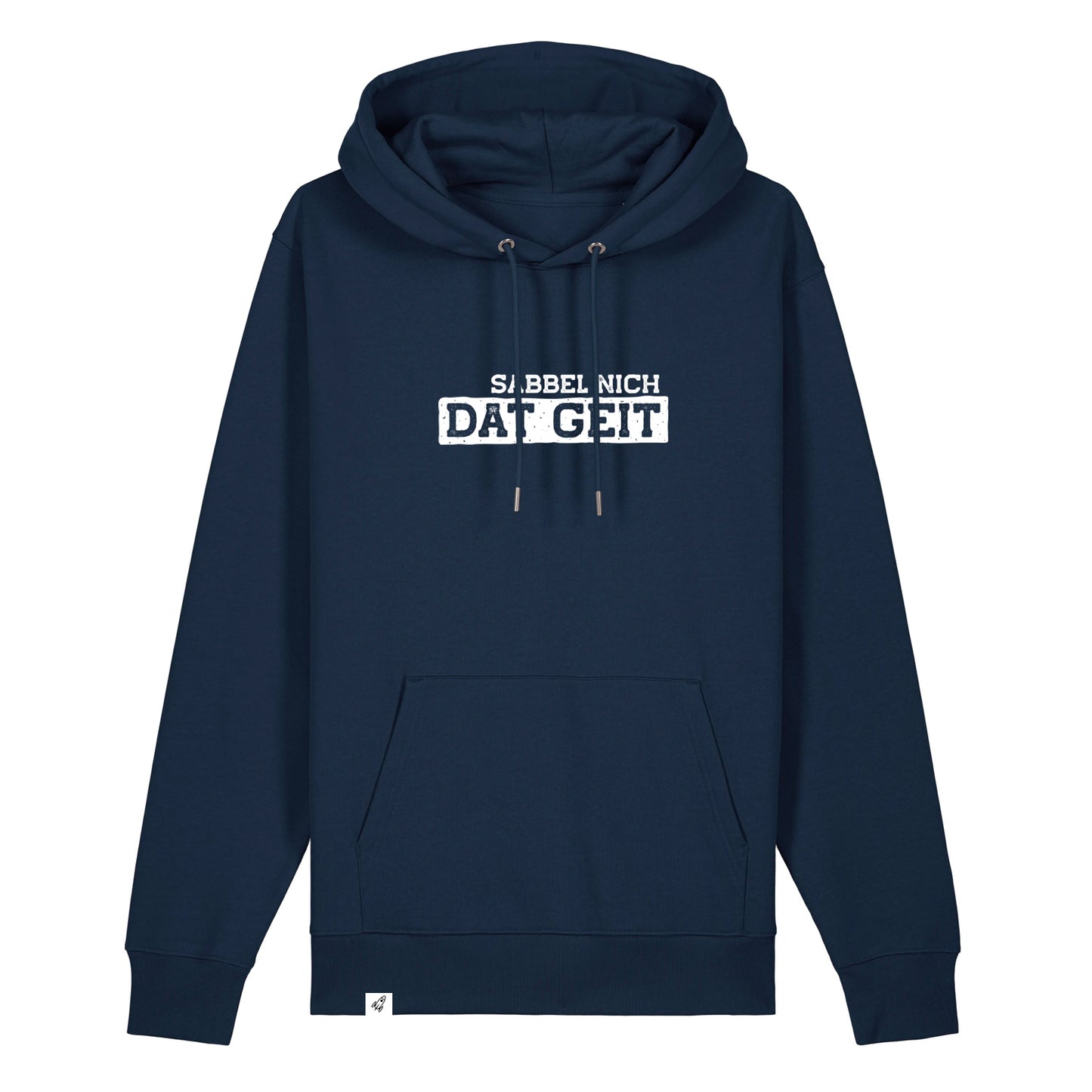 Hoodie in Dunkelblau mit dem Spruch Sabbel nich dat geit.