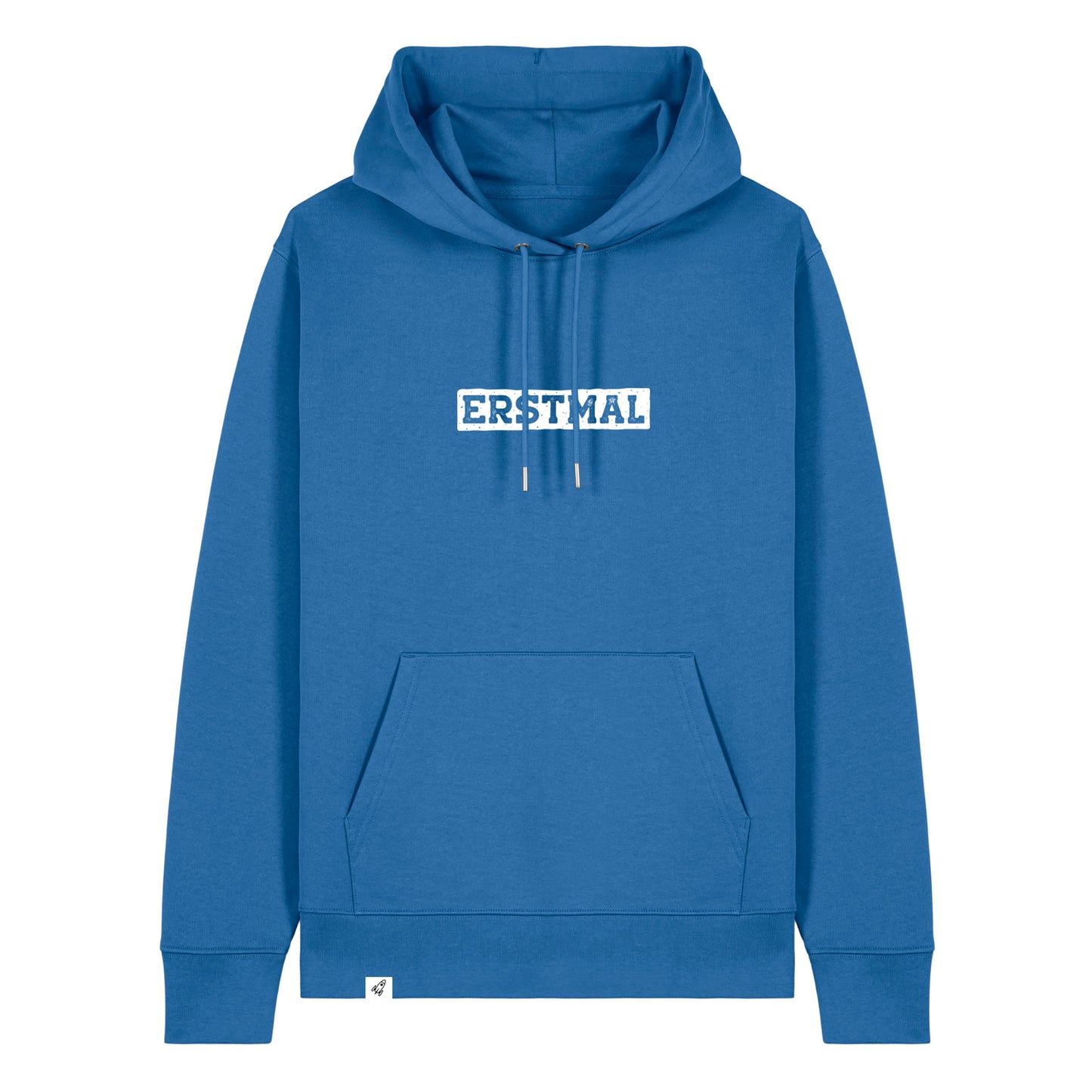 Blauer Hoodie mit dem Spruch Erstmal auf der Brust.