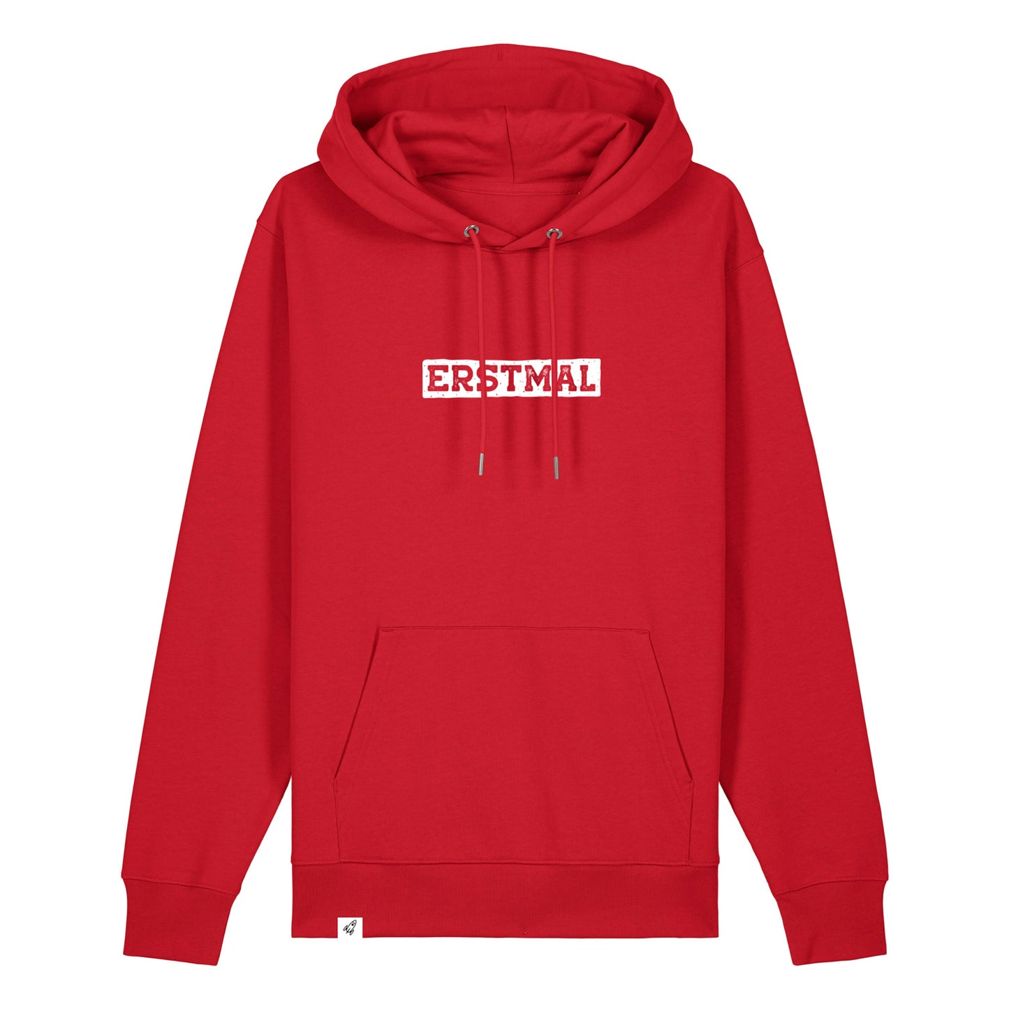Roter Hoodie mit dem Spruch Erstmal auf der Brust.