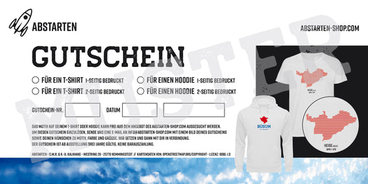 Gutschein T-Shirt / 1-seitig bedruckt