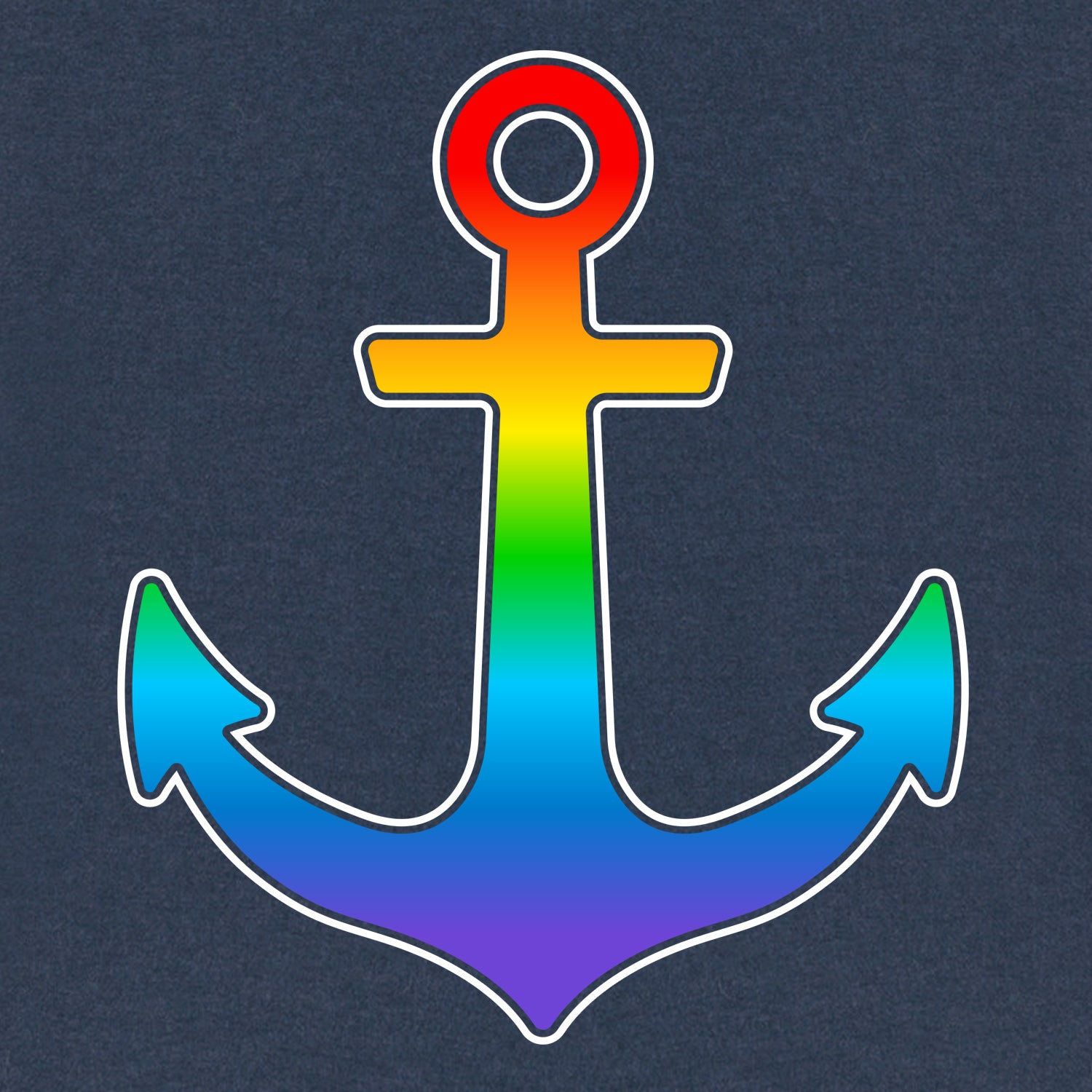Detailansicht Anker im Regenbogenverlauf.