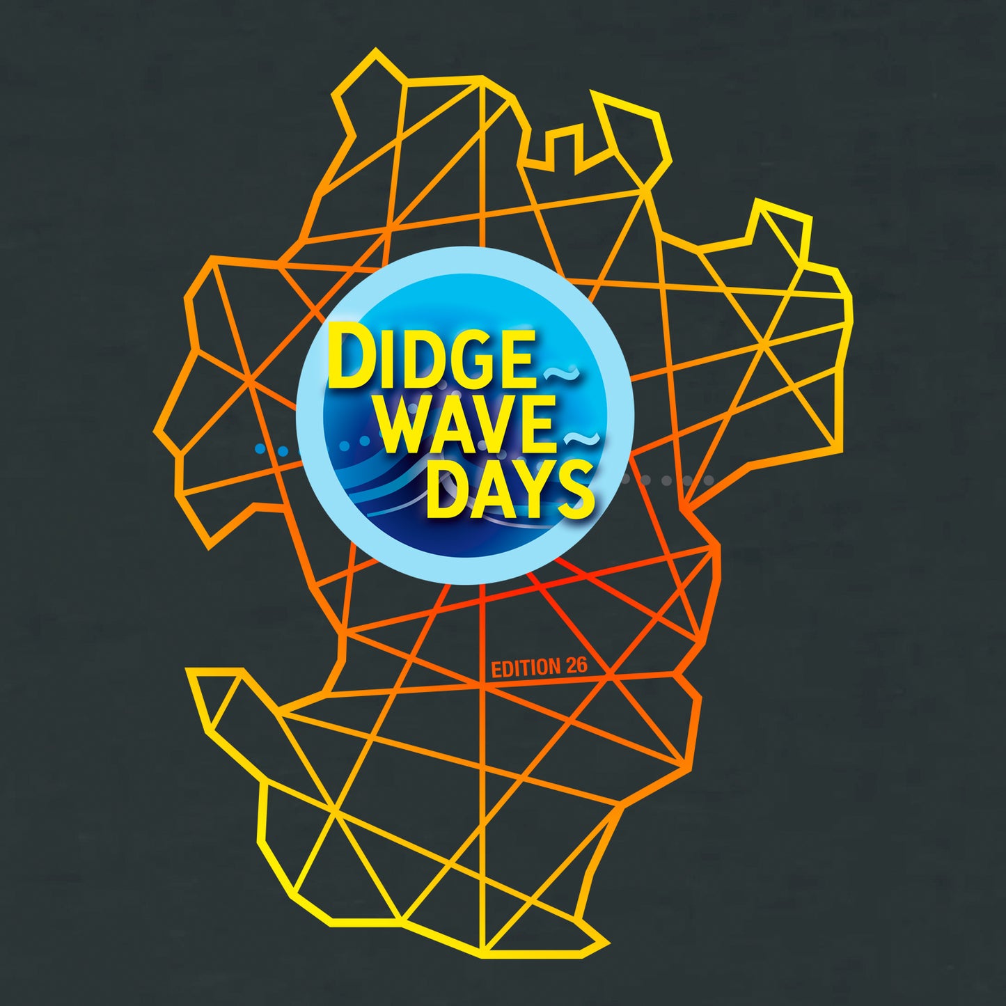Detailansicht vom Logo der Didgeridoo Wave Days gedruckt. 