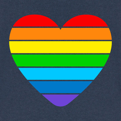 Detailansicht vom großen buntem Herz in Regenbogenfarben.