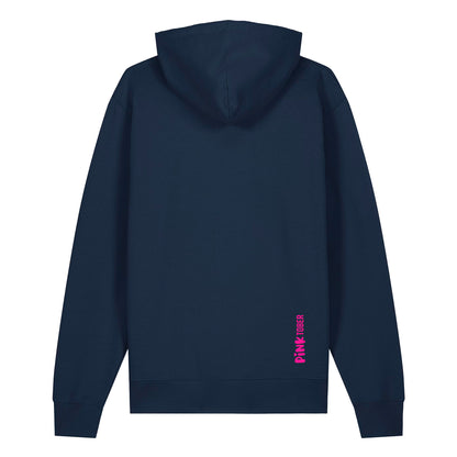 Detailansicht vom Pinktober Hoodie hinten mit Logo.