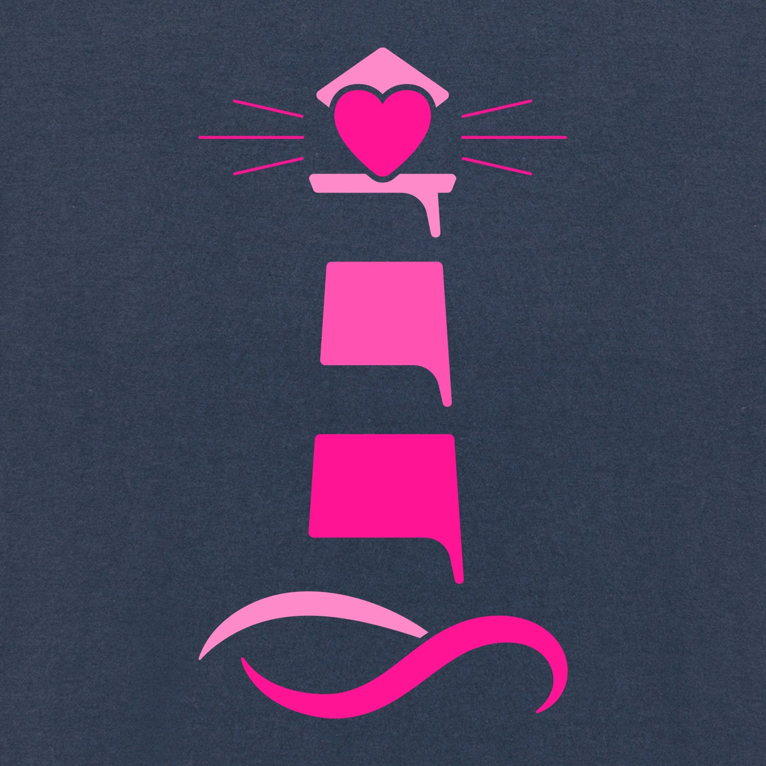 Detailansicht aus der Pinktober Kollektion mit Leuchtturm Motiv.