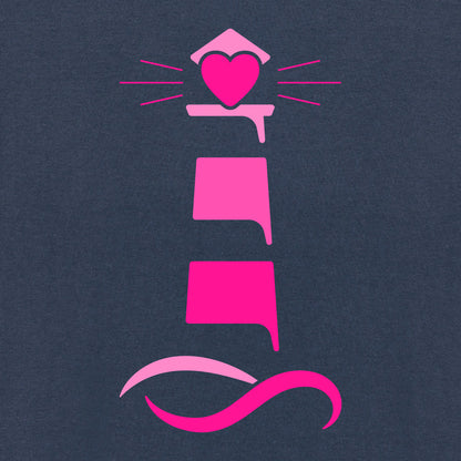 Detailansicht aus der Pinktober Kollektion mit Leuchtturm Motiv.