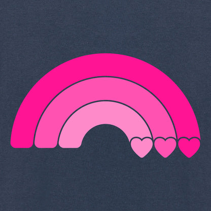Detailansicht aus der Pinktober Kollektion mit Regenbogen Motiv.