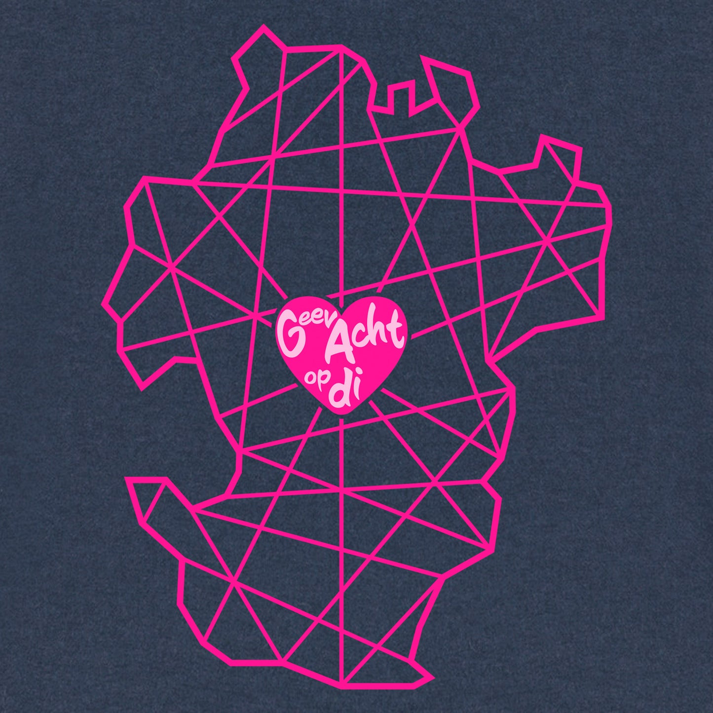 Ansicht aus der Pinktober Kollektion mit Dithmarschen Motiv. In dem Herz steht auf Plattdeutsch Geev Acht op di.
