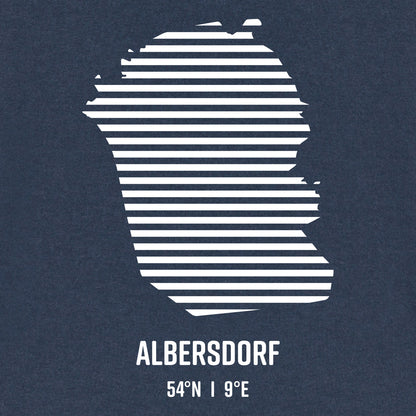 Detailansicht vom Umriss von Albersdorf. Darunter steht Albersdorf 54° N und 9° E.