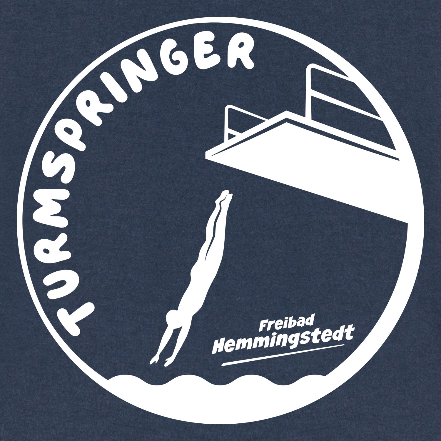 Detailansicht vom Motiv Turmspringer vom Freibad Hemmingstedt auf dunklem Hintergrund. 