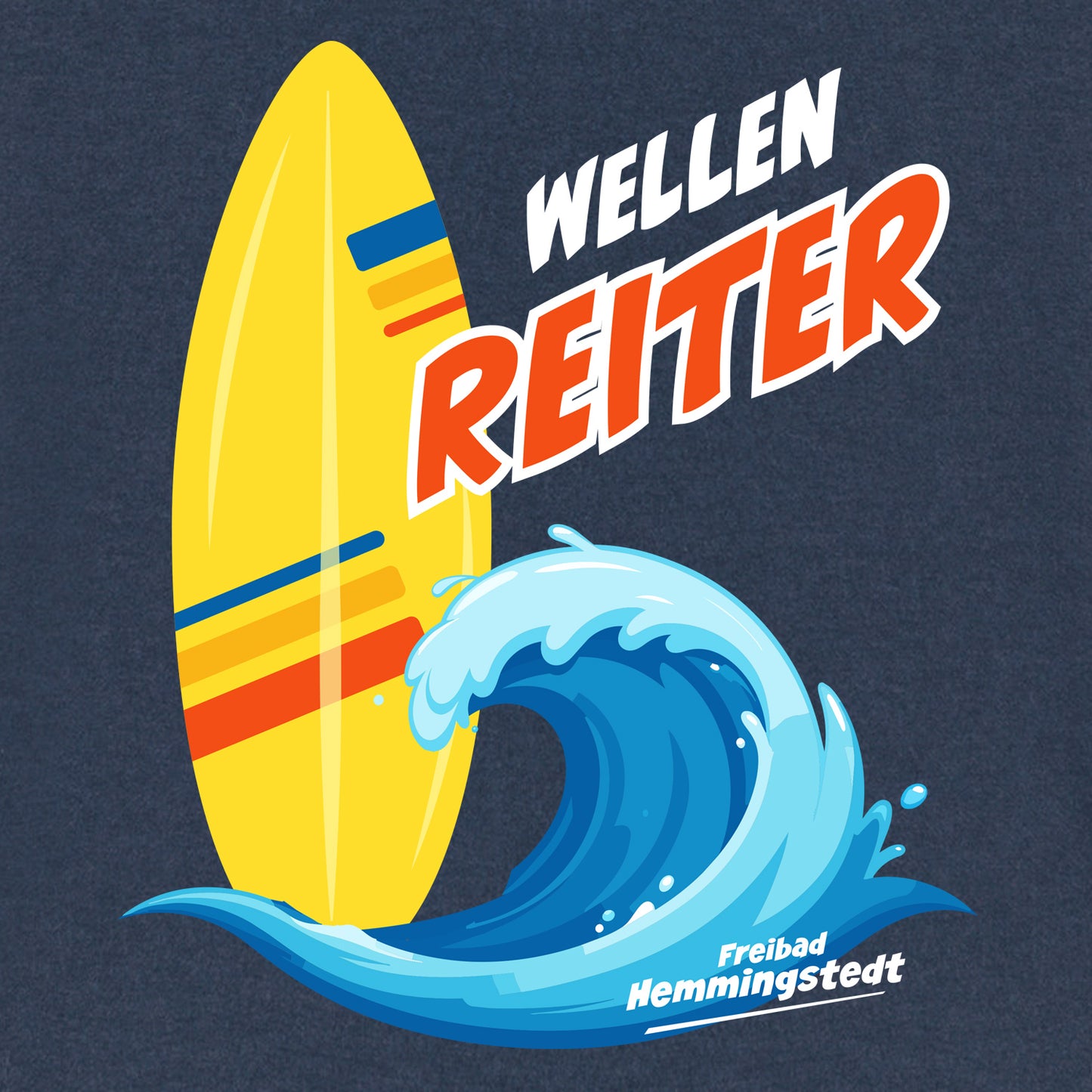 Detailansicht vom Motiv Wellenreiter vom Freibad Hemmingstedt auf dunklem Hintergrund. 