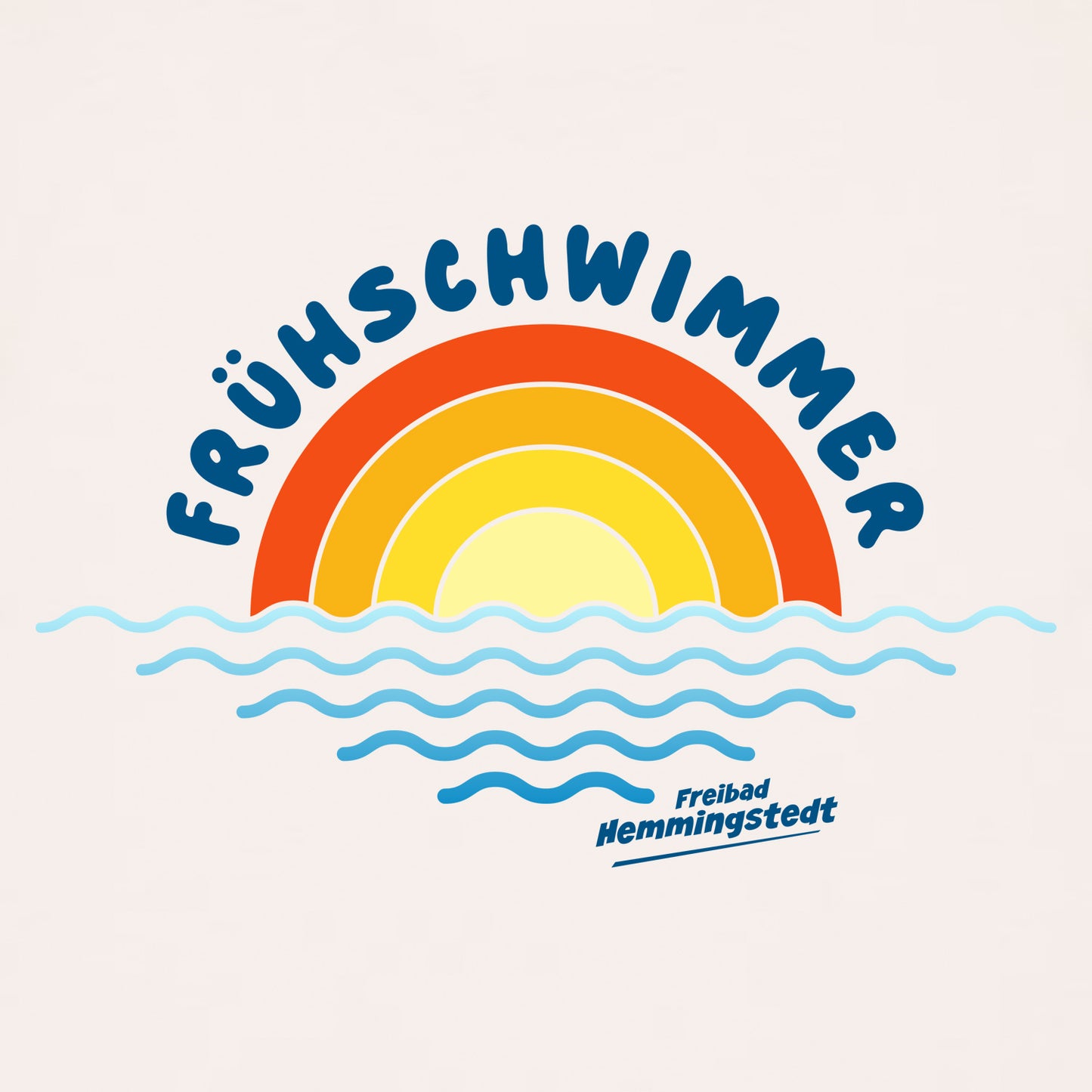 Detailansicht otiv Frühschwimmer auf hellem T-Shirt.