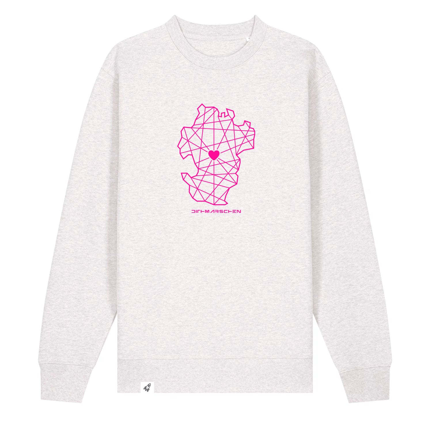 Hellgrauer Unisex Sweater aus der Pinktober Kollektion mit Dithmarschen Motiv.
