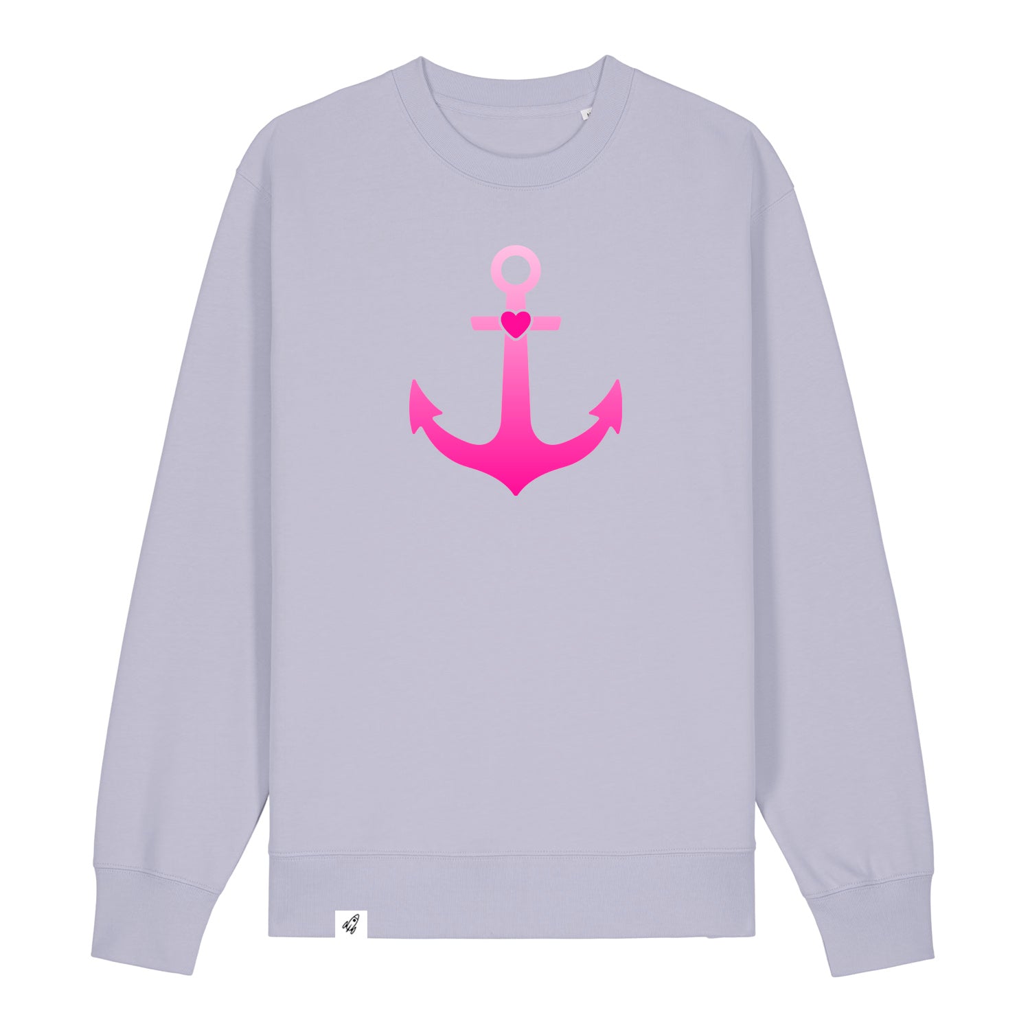 Violetter Unisex Sweater aus der Pinktober Kollektion mit Anker Motiv.