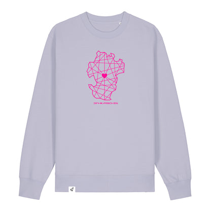 Violetter Unisex Sweater aus der Pinktober Kollektion mit Dithmarschen Motiv.