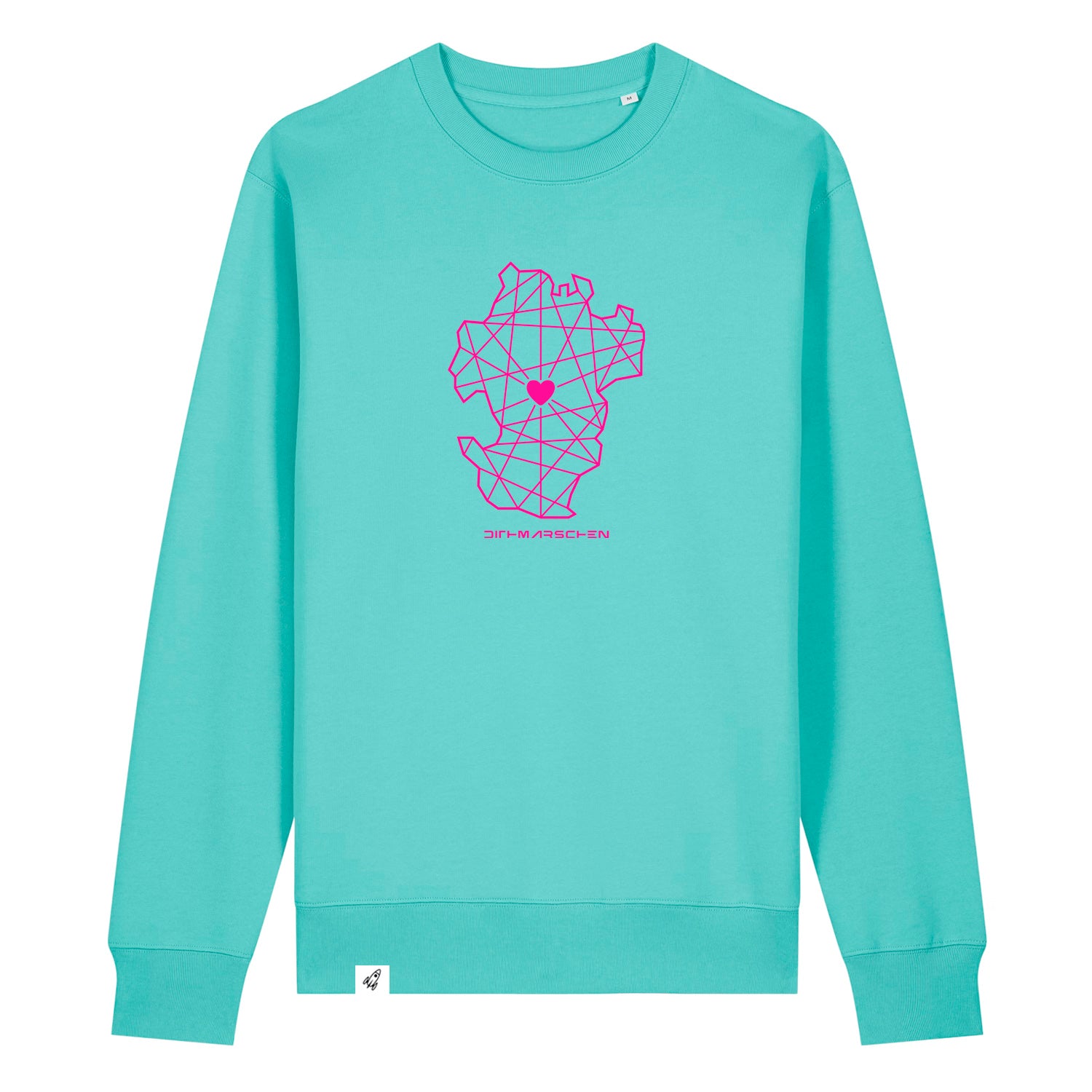 Hellblauer Unisex Sweater aus der Pinktober Kollektion mit Dithmarschen Motiv.
