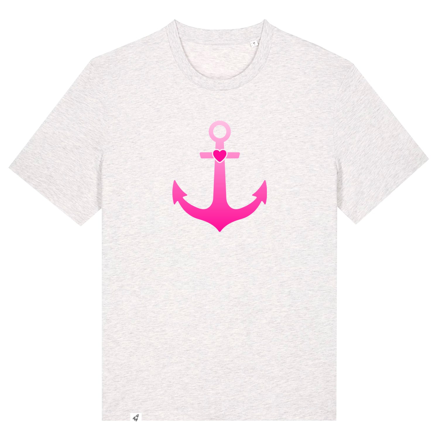 Hellgraues Unisex T-Shirt aus der Pinktober Kollektion mit Anker Motiv.