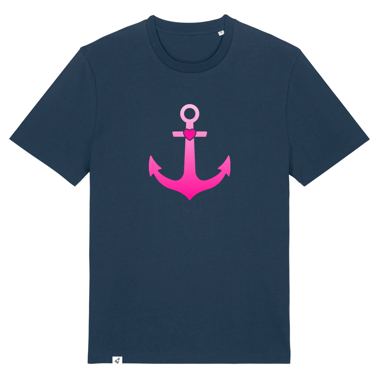 Dunkelblaues Unisex T-Shirt aus der Pinktober Kollektion mit Anker Motiv.