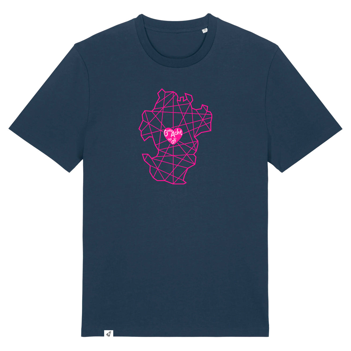 Dunkelblaues Unisex T-Shirt aus der Pinktober Kollektion mit Dithmarschen Motiv.