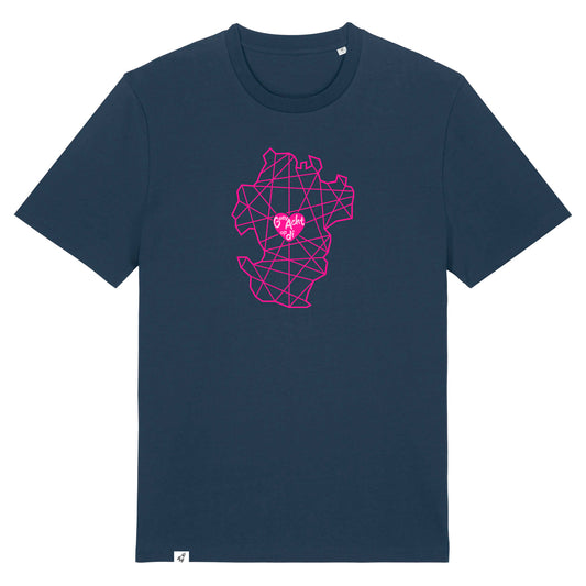 Dunkelblaues Unisex T-Shirt aus der Pinktober Kollektion mit Dithmarschen Motiv.