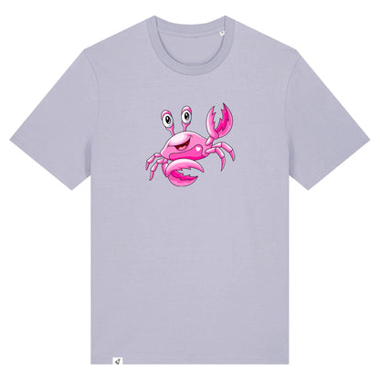 Violettes Unisex T-Shirt aus der Pinktober Kollektion mit Krebs Motiv.
