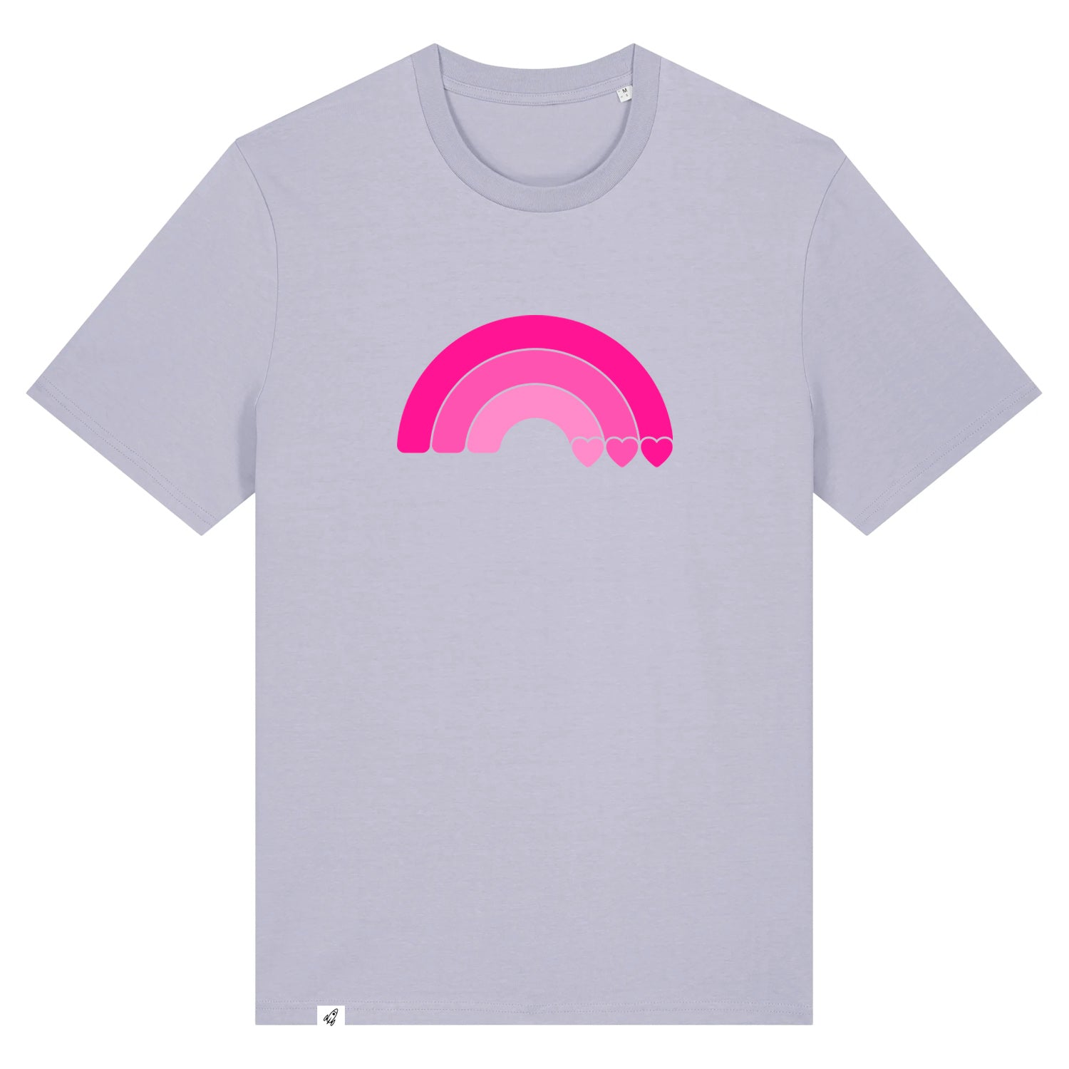 Violettes Unisex T-Shirt aus der Pinktober Kollektion mit Regenbogen Motiv.
