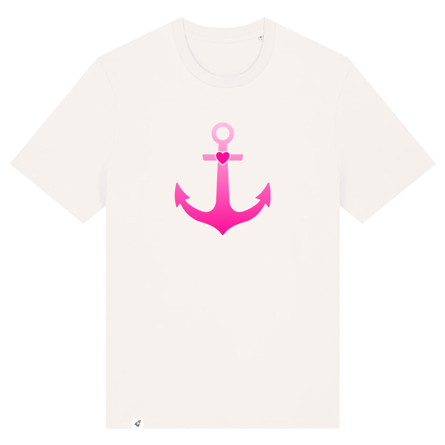 Altweißes Unisex T-Shirt aus der Pinktober Kollektion mit Anker Motiv.