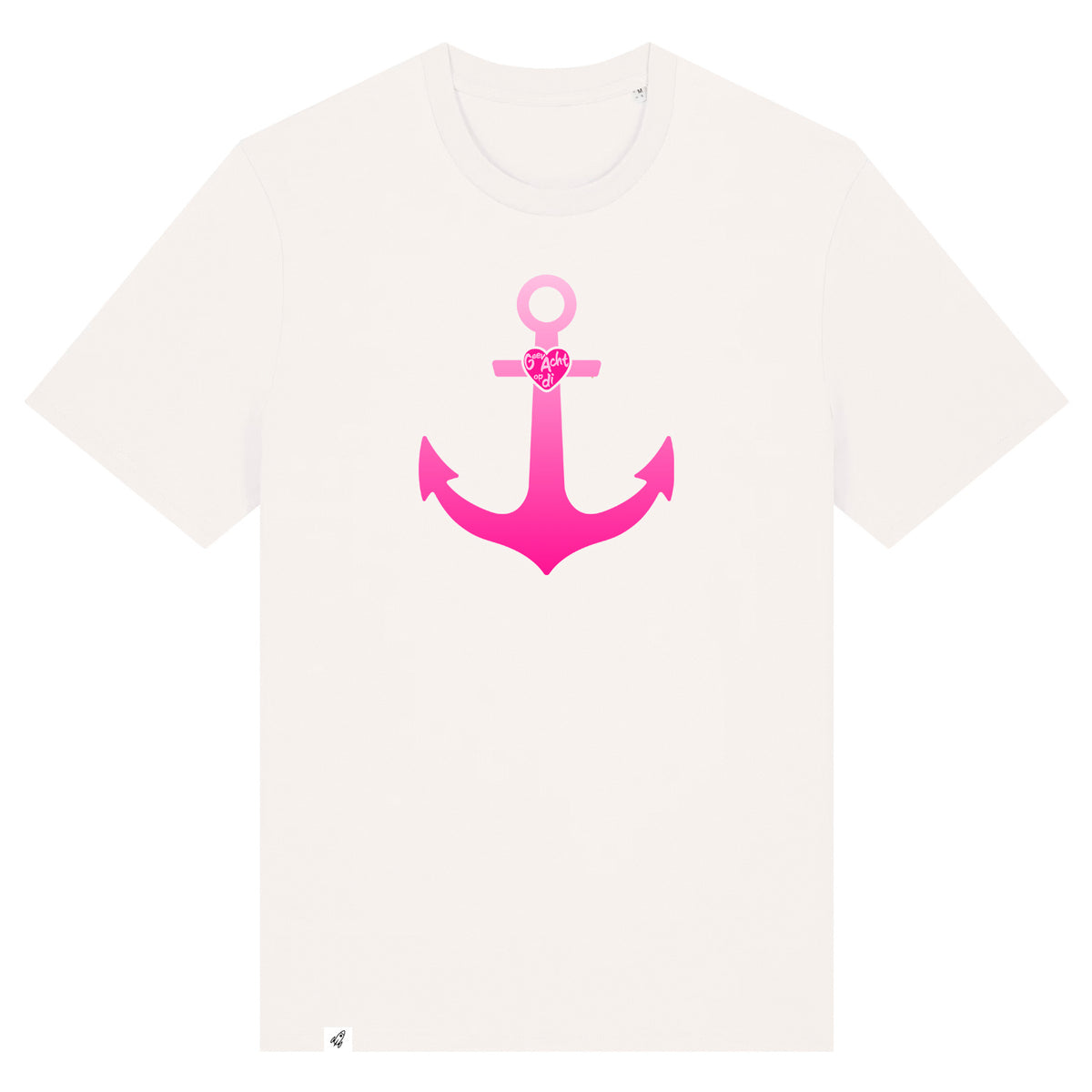 Altweißes Unisex T-Shirt aus der Pinktober Kollektion mit Anker Motiv.