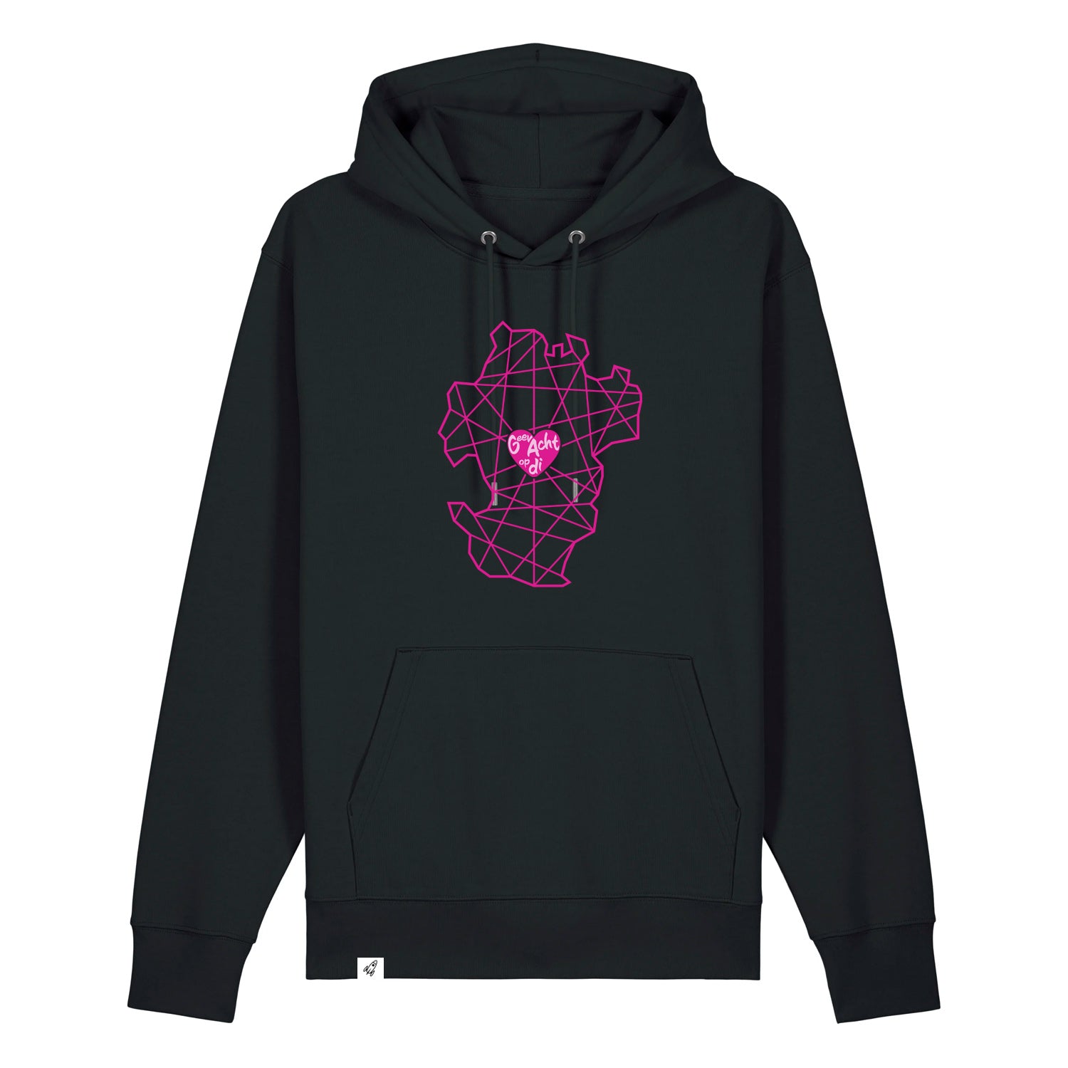 Schwarzer Unisex Hoodie aus der Pinktober Kollektion mit Dithmarschen Motiv.