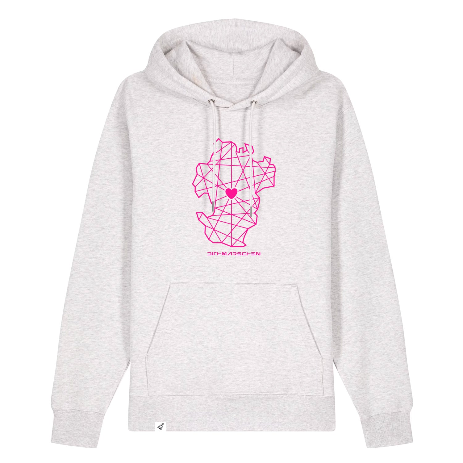 Hellgrauer Unisex Hoodie aus der Pinktober Kollektion mit Dithmarschen Motiv.