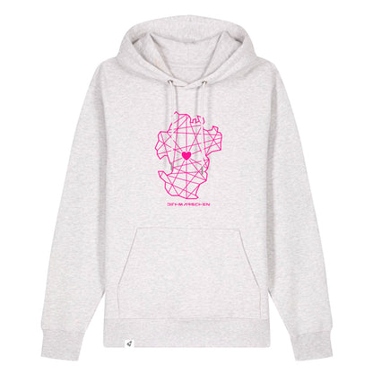 Hellgrauer Unisex Hoodie aus der Pinktober Kollektion mit Dithmarschen Motiv.