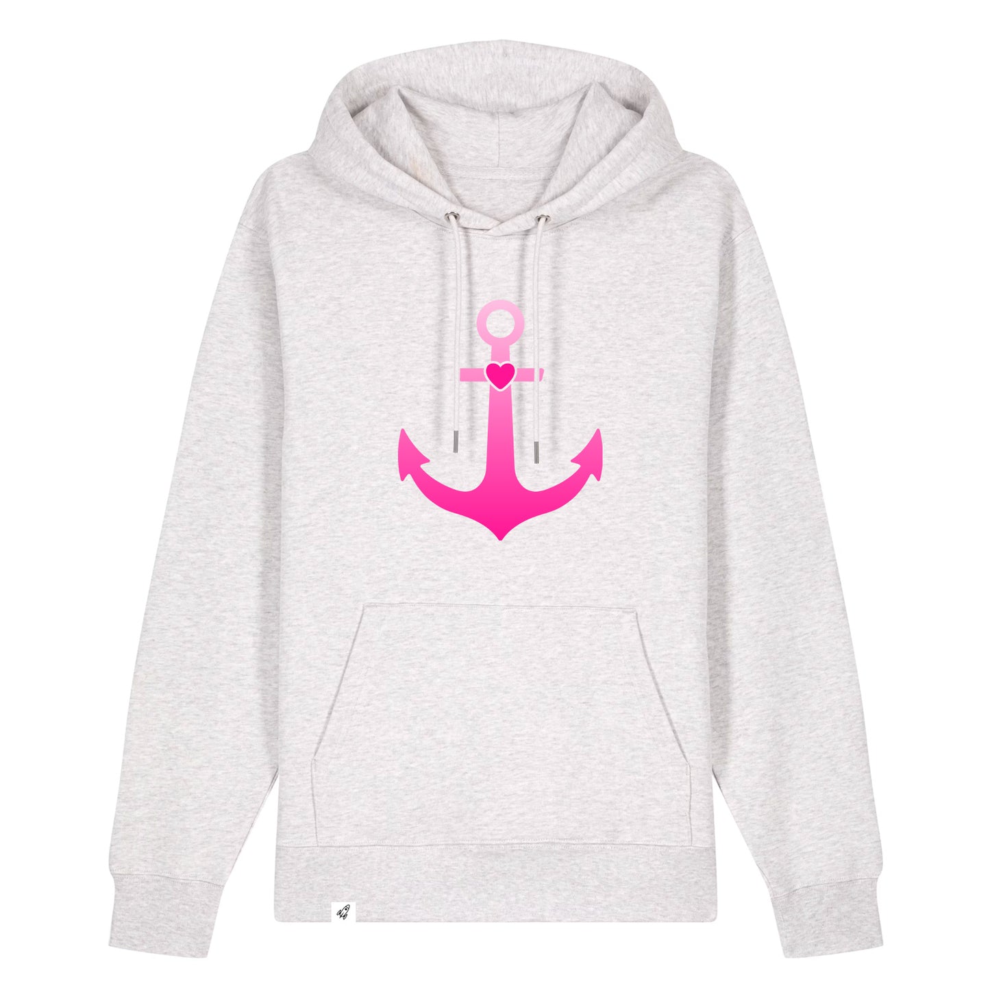 Hellgrauer Unisex Hoodie aus der Pinktober Kollektion mit Anker Motiv.