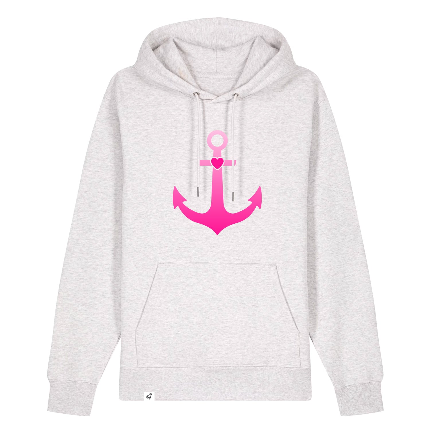 Hellgrauer Unisex Hoodie aus der Pinktober Kollektion mit Anker Motiv.